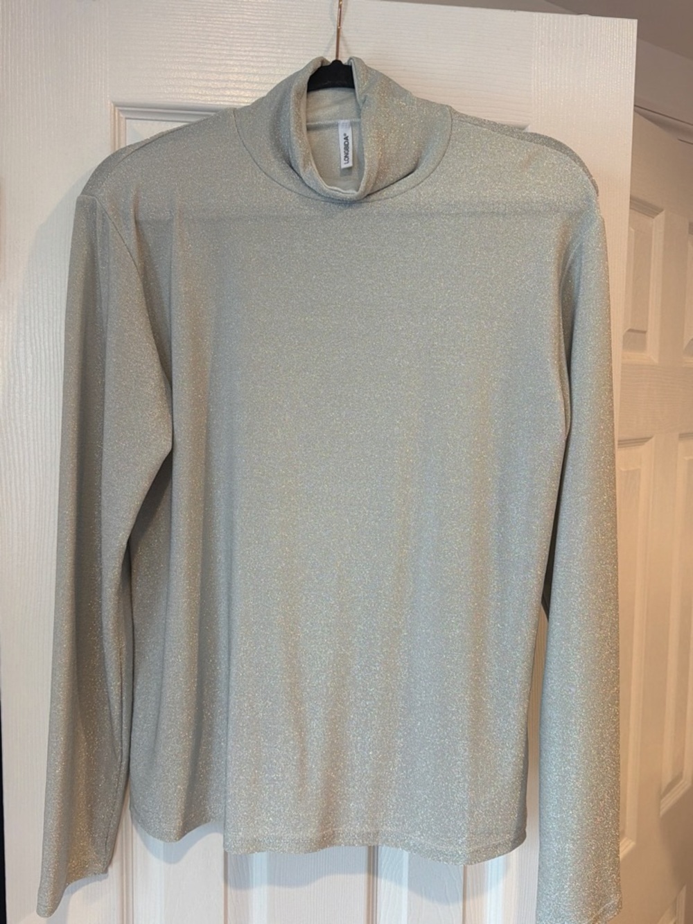 Sparkle Mock Neck Sweater - Light Silver